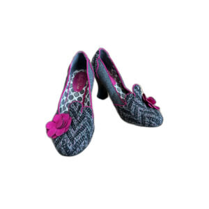 Ruby Shoo Lola Mid-heel Court Shoes Gray Tweed Pink Accents Size 9